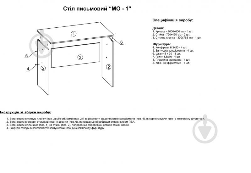 УЦІНКА! Стіл письмовий Компаніт МО-1 дуб сонома - фото 3 УЦІНКА! Стіл письмовий Компаніт МО-1 дуб сонома - фото 3