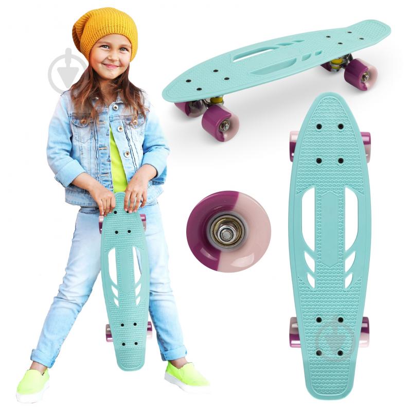 Скейтборд Qkids DESK00005 GALAXY light blue м'ятний - фото 6