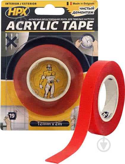 Монтажная двусторонняя лента HPX акриловая Acrylic Tape 12мм х 2м TT1202 - фото 1