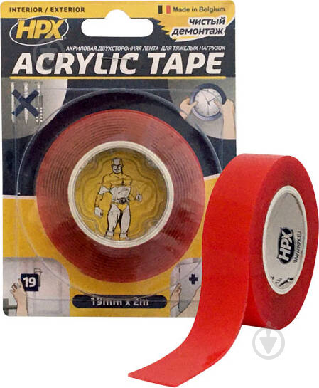 Монтажна двостороння стрічка HPX акрилова Acrylic Tape 19мм х 2м TT1902 - фото 1