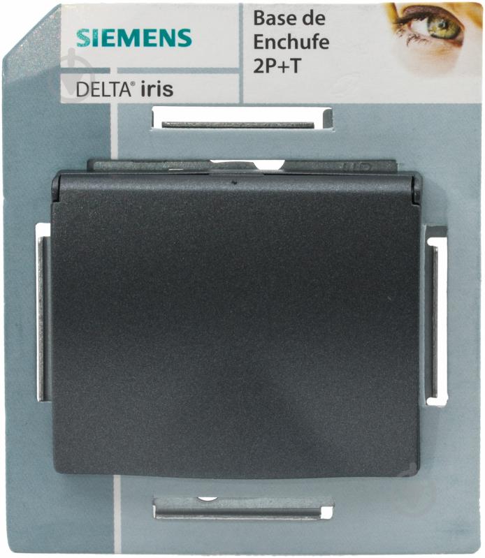 Розетка із заземленням Siemens Iris 2P+Z 16 А 250 В без шторок з кришкою сталь нептун 18813 AN - фото 4