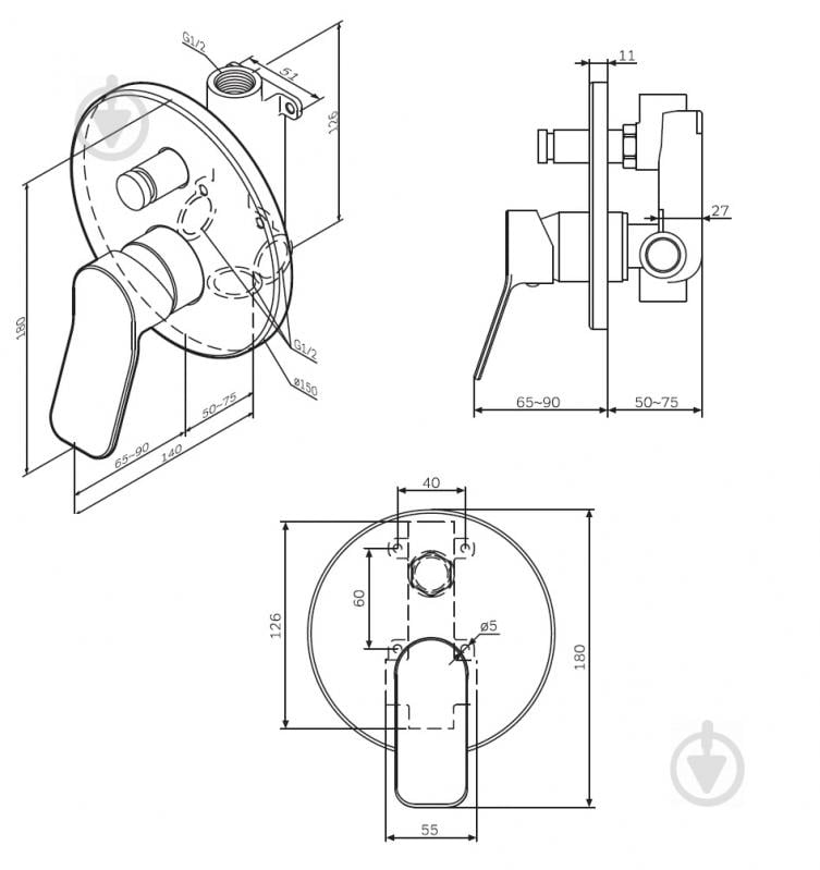 Змішувач для ванни/душу AM.PM X-Joy F85A45000 - фото 8