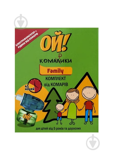 Комплект для защиты от комаров Ой! Комарики Family электрофумигатор + жидкость от комаров 30 мл - фото 1