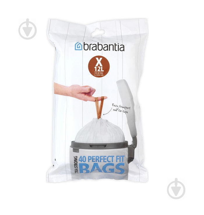 Мешки для мусора с затяжками Brabantia Bin Liners крепкие 10 л 40 шт. - фото 1