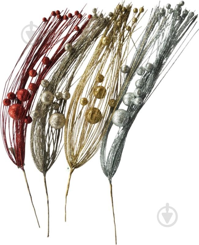 Гілочка декоративна з кульками в асортименті 64 см EPI-E7015 - фото 1 Гілочка декоративна з кульками в асортименті 64 см EPI-E7015 - фото 1