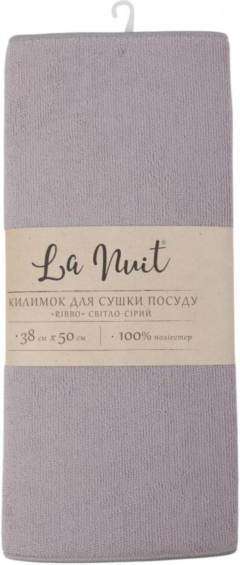 Коврик для сушки посуды La Nuit Ribbo 38х50 см светло-серый - фото 1 Коврик для сушки посуды La Nuit Ribbo 38х50 см светло-серый - фото 1