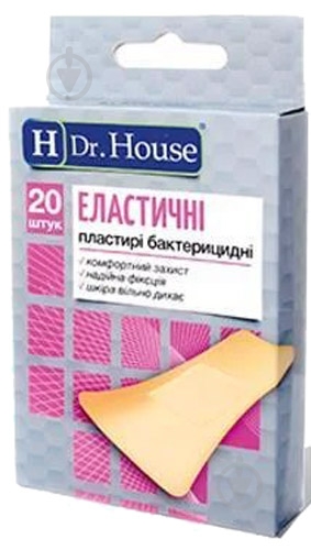 Пластир Dr. House медичних Еластичні бактерицидні на тканій основі 7,2 см х 2,3 см нестерильні 20 шт. - фото 1 Пластир Dr. House медичних Еластичні бактерицидні на тканій основі 7,2 см х 2,3 см нестерильні 20 шт. - фото 1