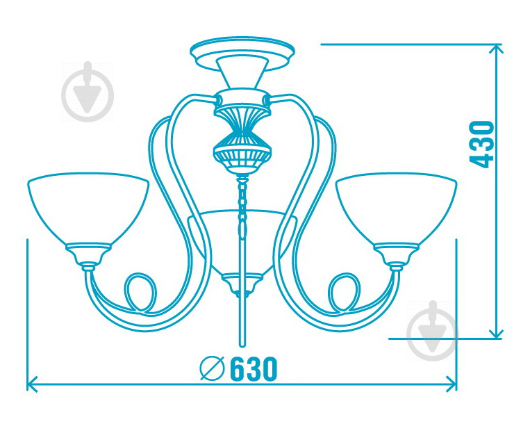 Люстра стельова Victoria Lighting 3xE27 антична бронза Lumia/PL3 - фото 3
