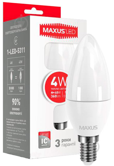 Лампа світлодіодна Maxus CL-F 4 Вт C37 матова E14 220 В 3000 К 1-LED-5311 - фото 2