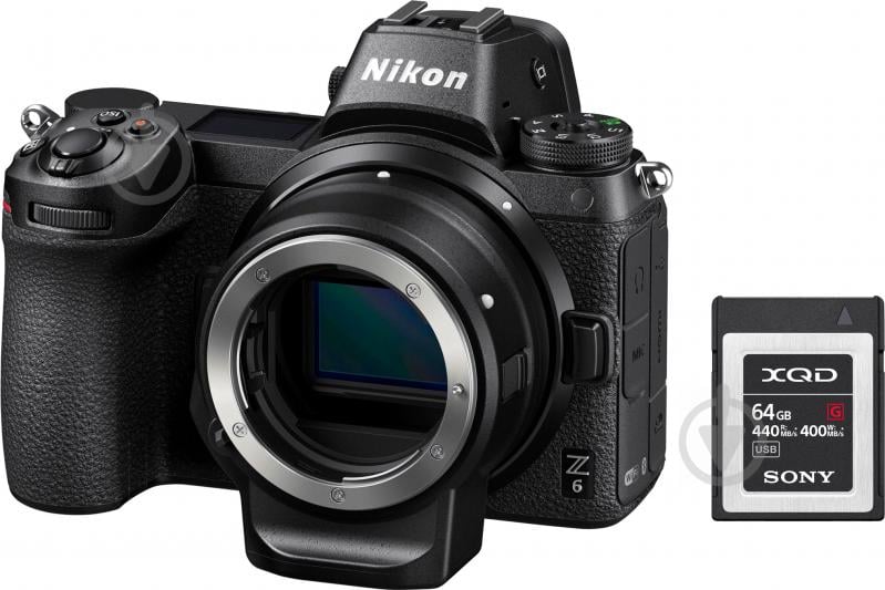 Фотокамера Nikon Z 6 + FTZ Adapter Kit 64GB (VOA020K008) black - фото 1