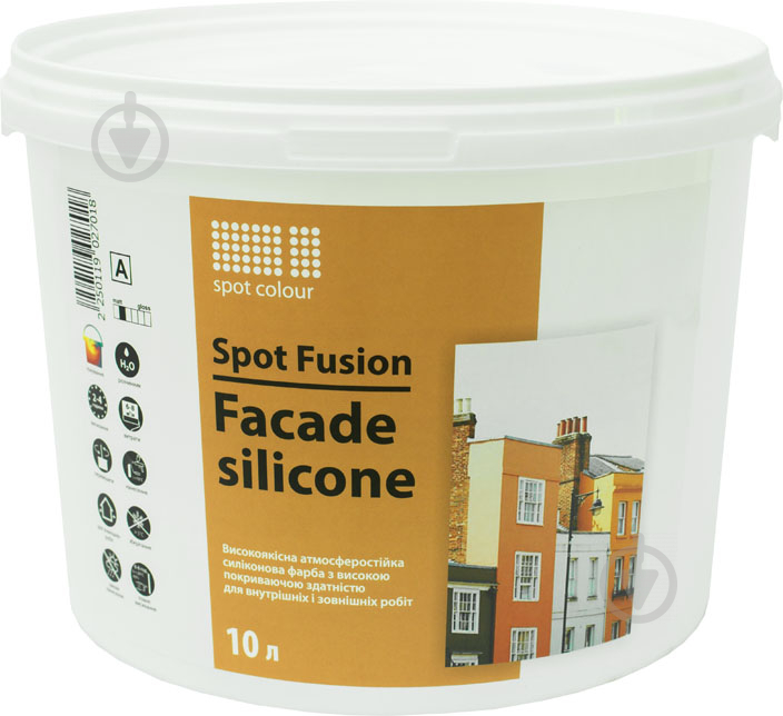 Фарба силіконова водоемульсійна Spot Colour Fusion Facade Silicone мат білий 10 л - фото 1