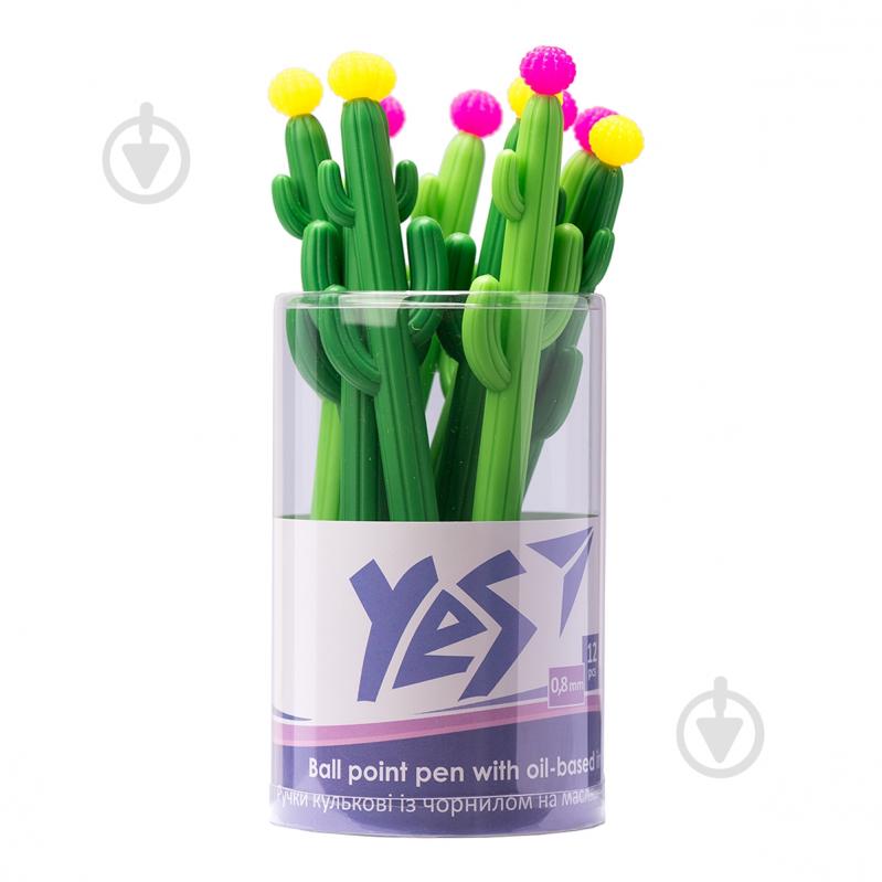 Ручка кульково-масляна YES Blooming Cactus 0,8 мм синя 412032 - фото 5
