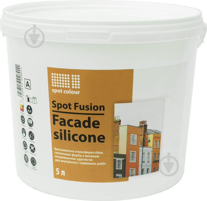 Фарба силіконова водоемульсійна Spot Colour Fusion Facade Silicone мат білий 5 л - фото 1