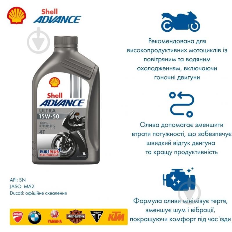 ᐉ Моторна олива синтетична SHELL Advance 4T Ultra 15W-50 1 л (ТОВ