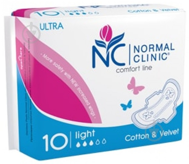 Прокладки гігієнічні Normal Clinic Ultra Comfort Cotton&Velvet light 10 шт. - фото 1