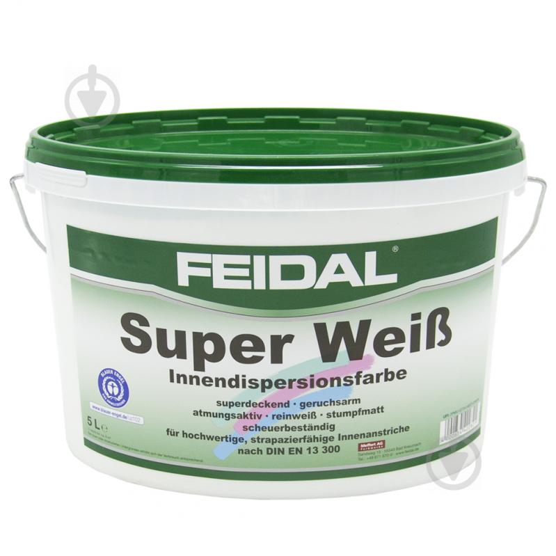 Краска латексная Feidal Super Weiss глубокий мат белый 5 л - фото 1