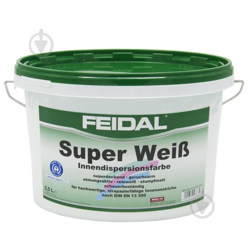 Фарба латексна Feidal Super Weiss глибокий мат білий 2,5 л - фото 1