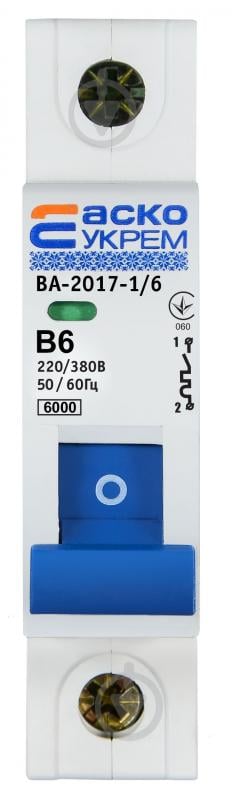 Автоматичний вимикач АСКО-Укрем ВА-2017/B 1р 6А A0010170049 - фото 1