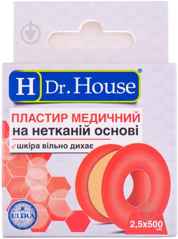 Пластырь медицинский Dr. House бактерицидный на нетканой основе 2,5 см х 500 см нестерильные 1 шт. - фото 1