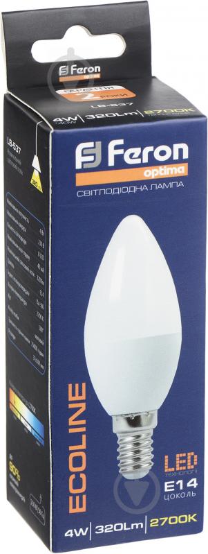 Лампа світлодіодна Feron Optima Ecoline LB-537 4 Вт C37 матова E14 220 В 2700 К LB-537 - фото 2