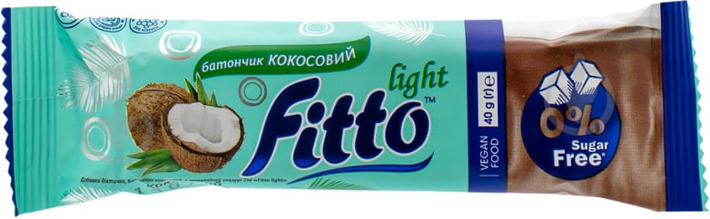 Батончик TM Fitto Light кокосовий в шоколадной глазури 40 г (4820182784811) - фото 1