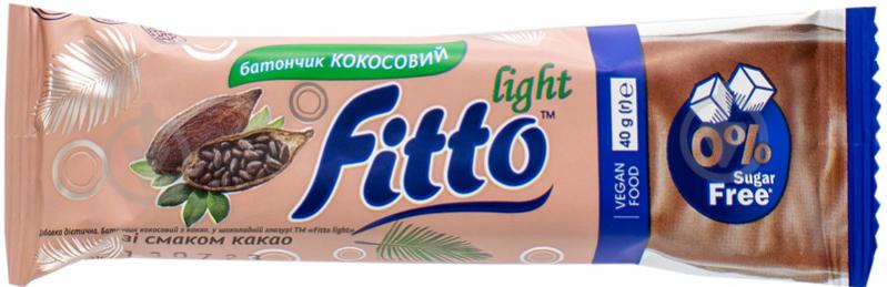 Батончик TM Fitto Light кокосовий с какао в шоколадной глазури 40 г (4820182784804) - фото 1