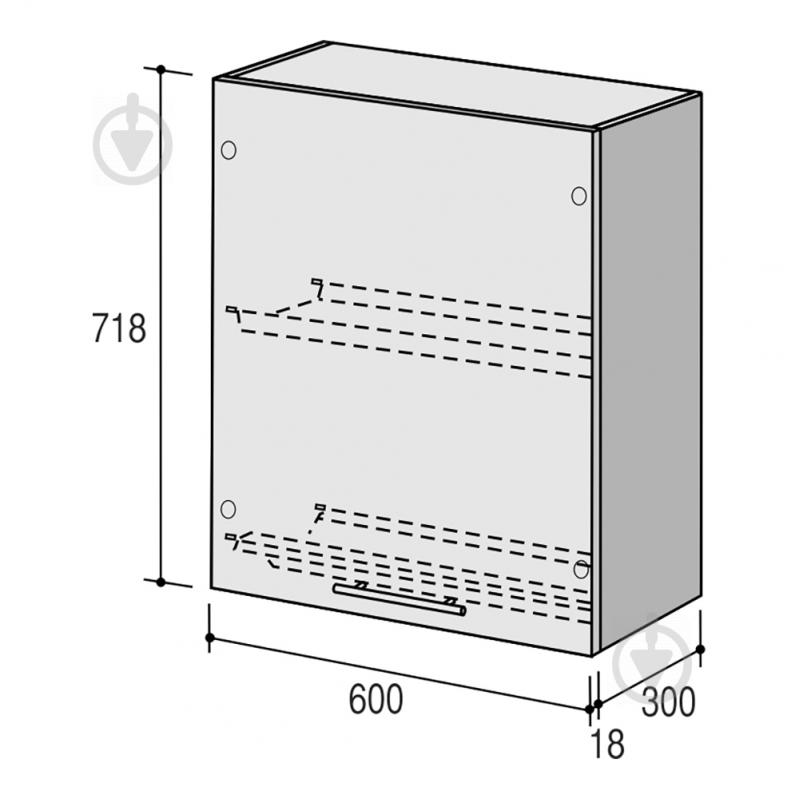 Шкаф верхний Руна МВСУ (1) 600x718x300 мм лавина мат/белый ROKO - фото 3