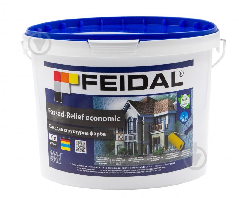 Рельєфна фарба структурна Feidal Fassad-Relief economic мат білий 10 л - фото 1