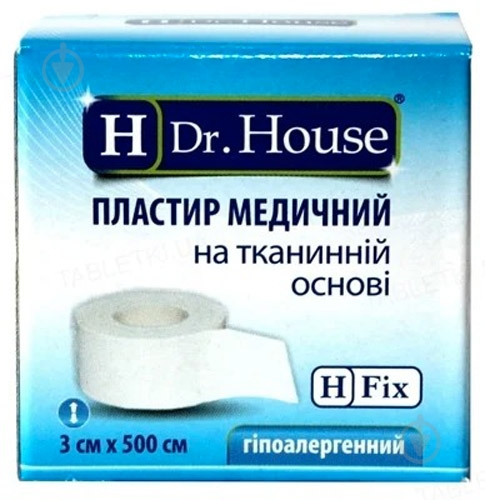 Пластир медичний Dr. House на тканинній основі 3 см х 500 см нестерильні 1 шт. - фото 1 Пластир медичний Dr. House на тканинній основі 3 см х 500 см нестерильні 1 шт. - фото 1