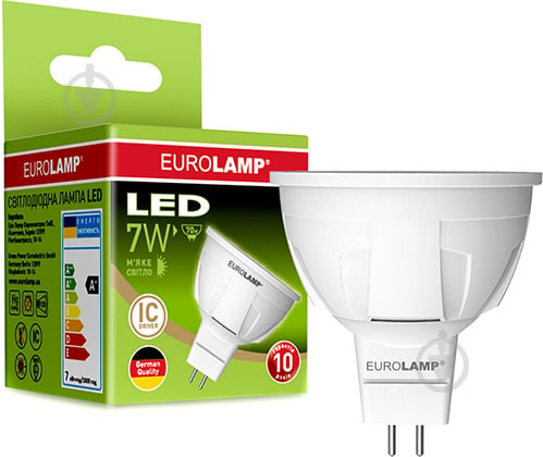 Лампа светодиодная Eurolamp 7 Вт MR16 матовая GU5.3 220 В 3000 К LED-SMD-07533(N) - фото 1