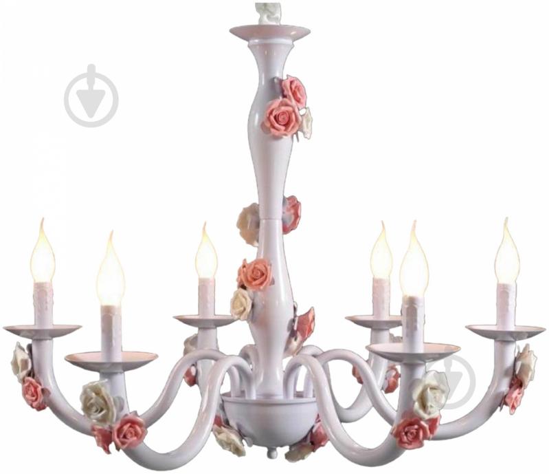 Люстра подвесная Versan PRIMAVERA 6xE14 белый с розовым 70022-6/WHITE - фото 1