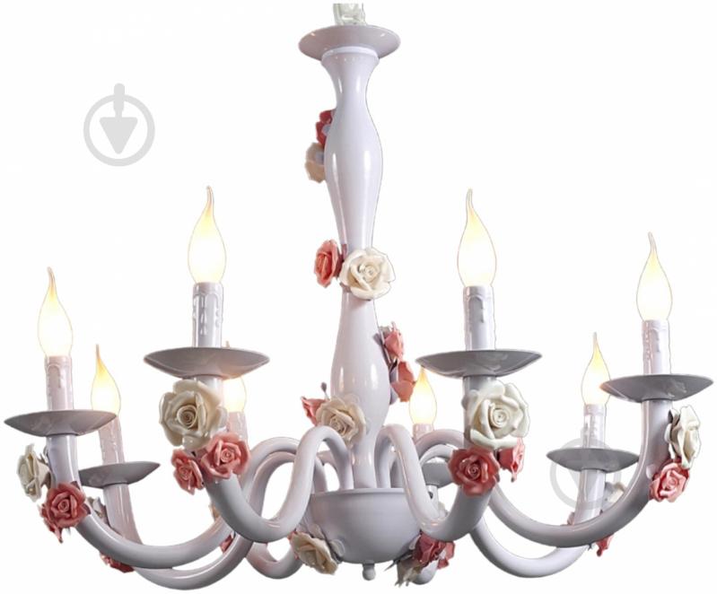 Люстра подвесная Versan PRIMAVERA 8xE14 белый с розовым 70022-8/WHITE - фото 1