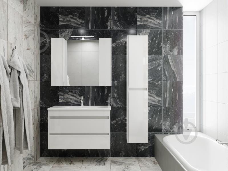 Зеркальный шкаф ЮВЕНТА Bronx - 100 белый - фото 2