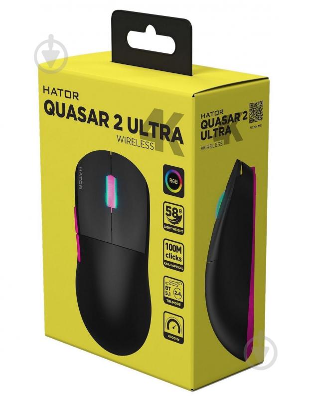 Мишка бездротова Hator Quasar 2 Ultra 4K Wireless black/pink (HTM570BP) - фото 7