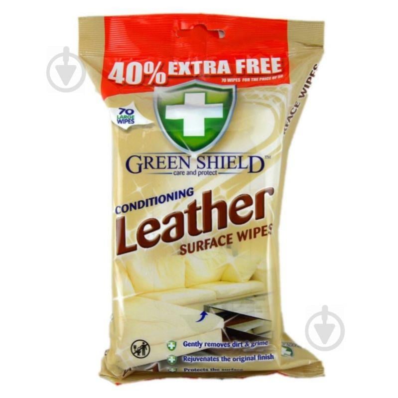 Вологі серветки Green Shield Leather Surface Wipes 70 шт. - фото 1