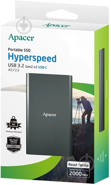 SSD-накопичувач Apacer S723B 2000GB Portable 3D V-NAND (AP2TBAS723B-1) - фото 2