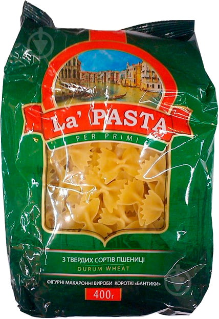 Макарони La Pasta фігурні короткі Бантики Per Primi 4820211661014 400 г - фото 1