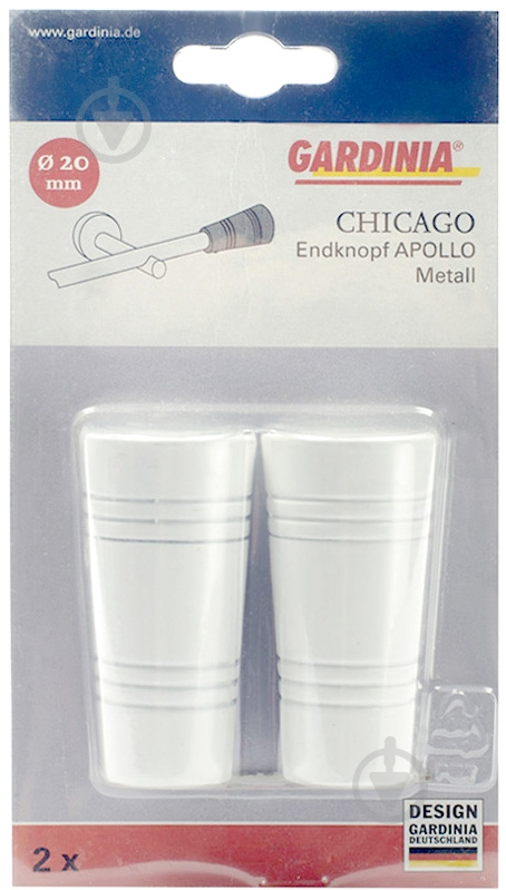 Наконечник Gardinia Chicago Apollo наборной d20 мм белый 2 шт. - фото 2 Наконечник Gardinia Chicago Apollo наборной d20 мм белый 2 шт. - фото 2