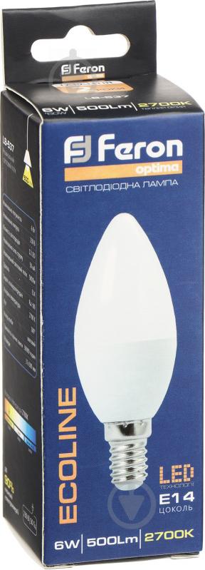 Лампа светодиодная Feron Optima Ecoline LB-537 6 Вт C37 матовая E14 220 В 2700 К LB-537 - фото 2