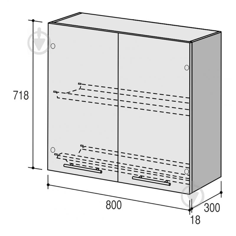 Шкаф верхний Руна МВСУ 800x718x300 мм грозовое небо мат/белый ROKO - фото 3