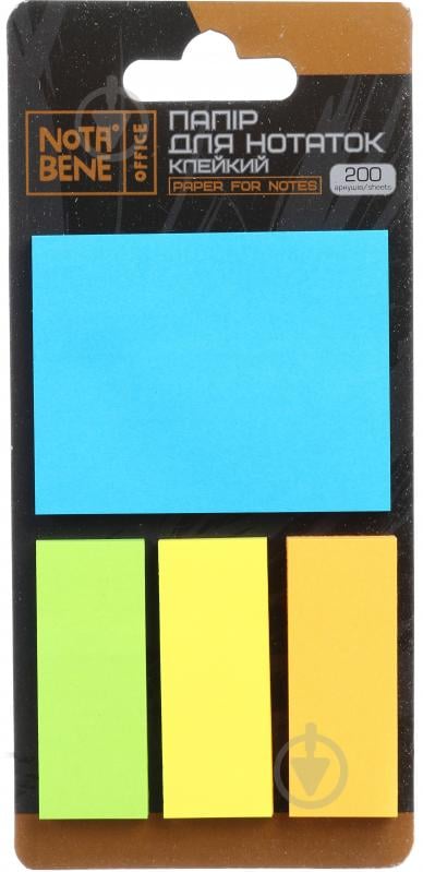 Бумага для заметок клейкий 65х50/20х50 мм 200 листов разноцветный Nota Bene - фото 1