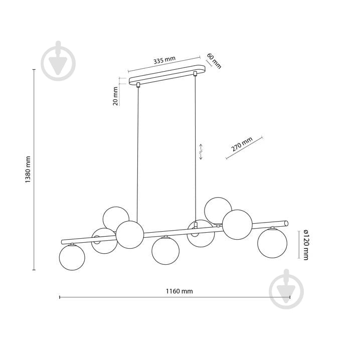 Люстра подвесная TK Lighting Estera 9PL 9xG9 янтарный - фото 6