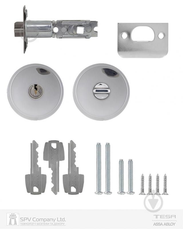 Кнобсет (ручка-защелка) TESA 1-way 3500u0 univ bs60/70 мм 3key 33-52 мм tulip (комплект) хром - фото 5