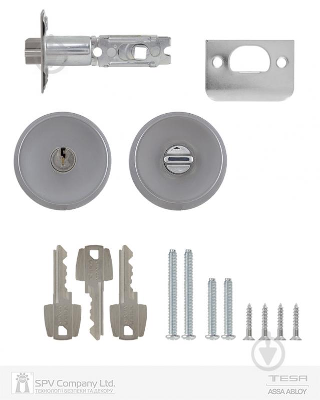 Кнобсет (ручка-защелка) TESA 1-way 3500u0 univ bs60/70 мм 3key 33-52 мм tulip (комплект) матовый хром - фото 5