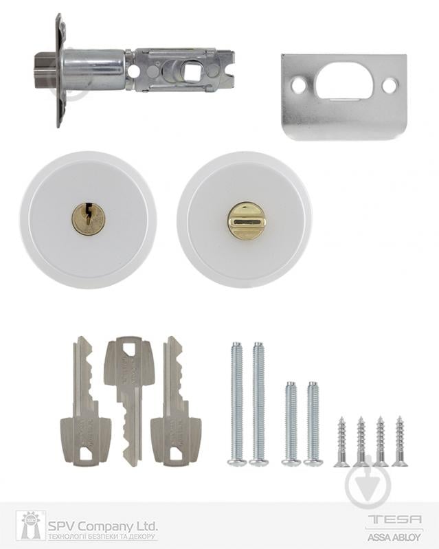 Кнобсет (ручка-защелка) TESA 1-way 3500u0 univ bs60/70 мм 3key 33-52 мм tulip (комплект) белый - фото 5