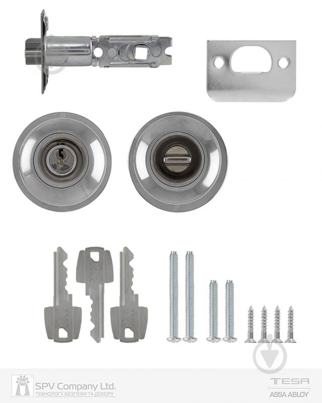 Кнобсет (ручка-защелка) TESA 1-way 3900u0 univ bs60/70 мм 3key 33-52 мм bola (комплект) хром - фото 5