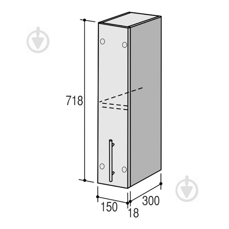 Шкаф верхний Руна МВ 150x718x300 мм арктика глянец/белый ROKO - фото 3