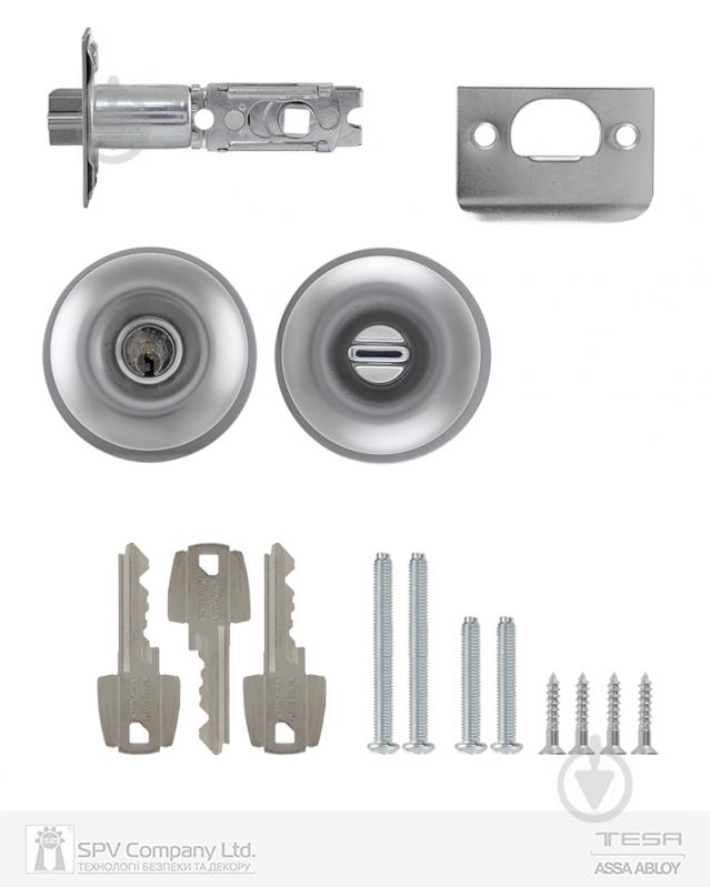 Кнобсет (ручка-защелка) TESA 1-way 3900u0 univ bs60/70 мм 3key 33-52 мм bola (комплект) матовый хром - фото 5