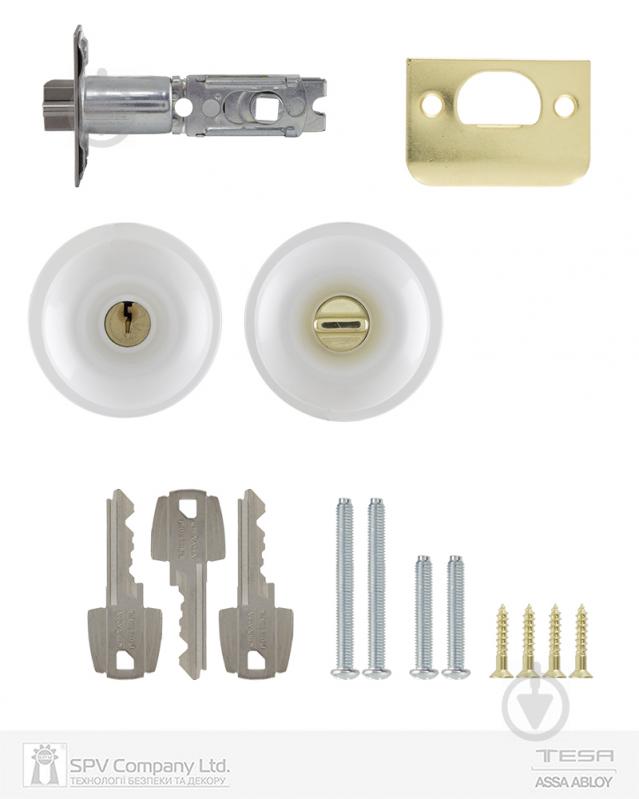 Кнобсет (ручка-защелка) TESA 1-way 3900u0 univ bs60/70 мм 3key 33-52 мм bola (комплект) белый - фото 5