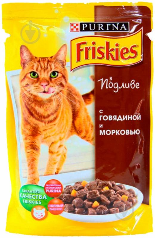 Корм Friskies c яловичиною та морквою в підливі 100 г - фото 1